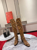 Women’s Leopard-Print Knee-High Boots