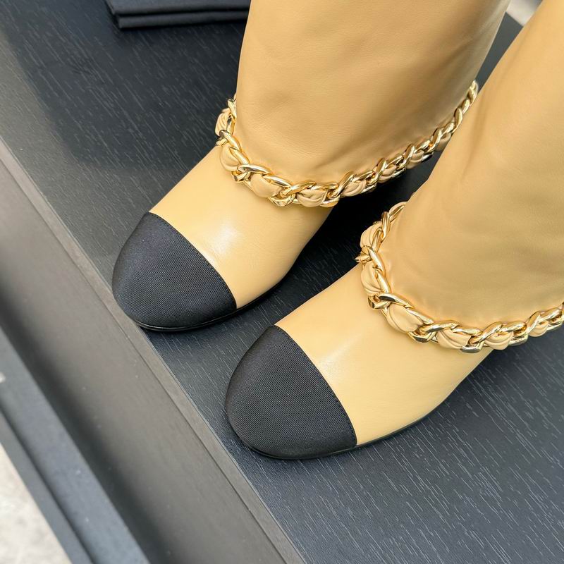 Beige Mid-Calf Boots