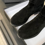 Black Suede Mid-Calf Boots
