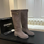Women’s Grey Suede Knee-High Boots