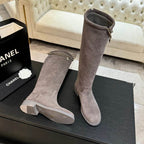 Women’s Grey Suede Knee-High Boots
