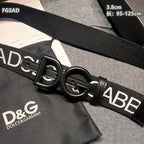 Wide Logo Fabric Belt with Metal Letter Buckle