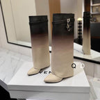 Ombré Leather Boots with Lock Detail