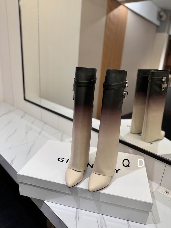 Ombré Leather Boots with Lock Detail