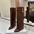 Leather Boots with Lock Detail