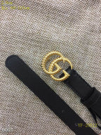 Slim Adjustable Leather Belt with Textured Metal Buckle
