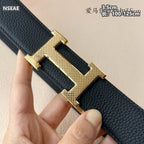 Automatic Buckle Leather Belt with Textured Metal Buckle