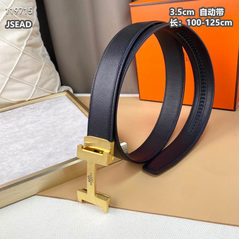 Automatic Buckle Leather Belt with Textured Metal Buckle