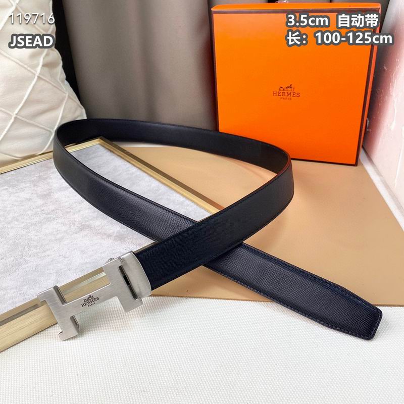 Automatic Buckle Leather Belt with Textured Metal Buckle