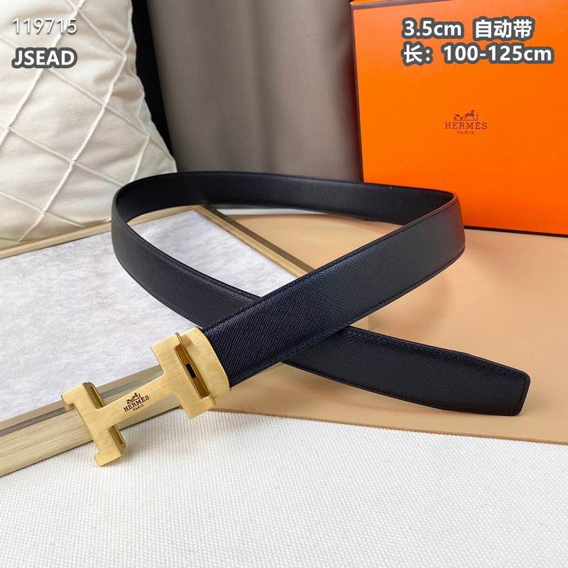 Automatic Buckle Leather Belt with Textured Metal Buckle