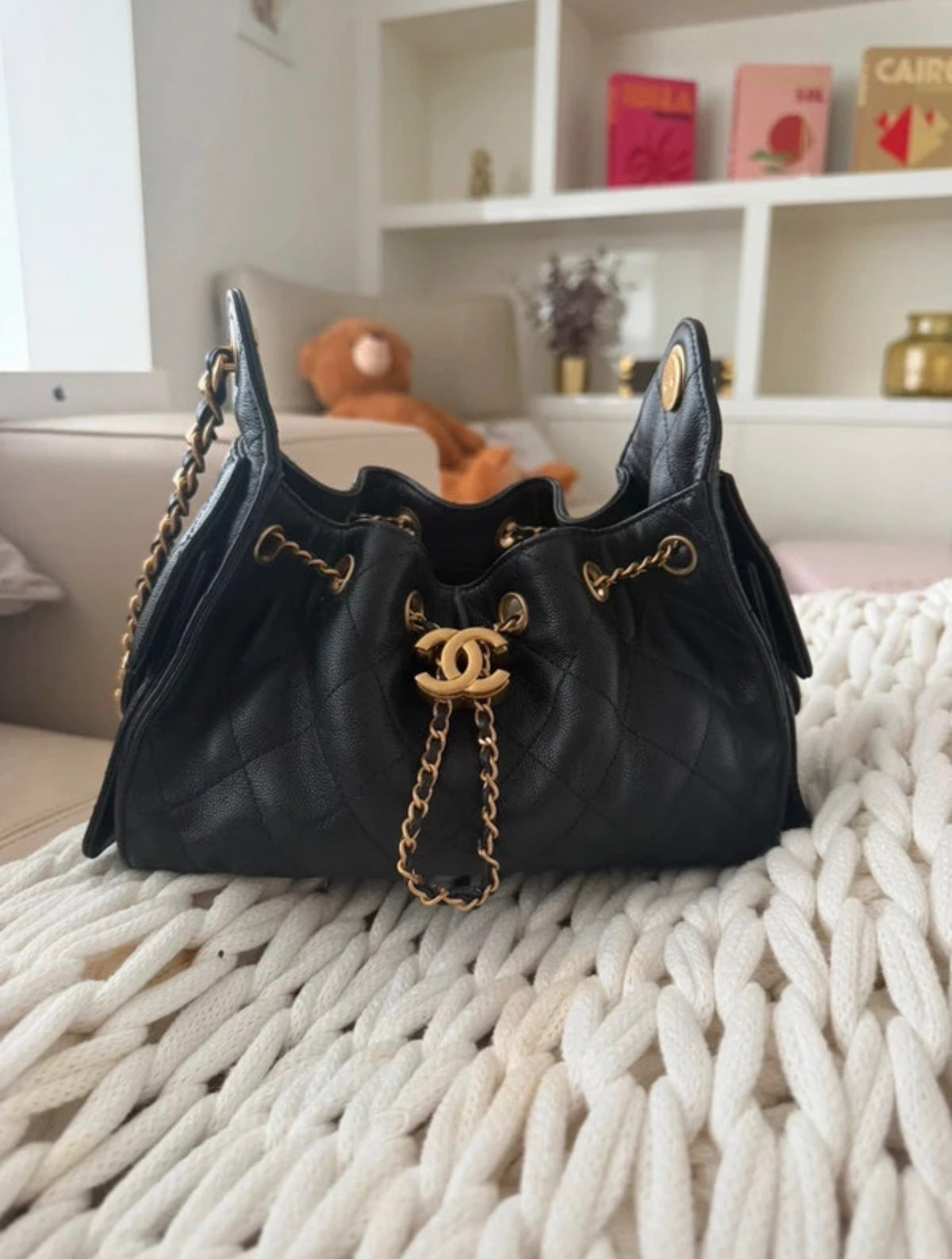 Customer carrying a shoulder bag