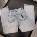 High-waisted vintage wash jeans