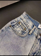 High-waisted vintage wash jeans