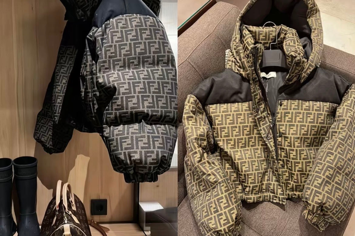Ski FF Cropped Down Jacket Brown