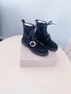 Women’s Black Suede Combat Boots