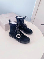 Women’s Black Suede Combat Boots