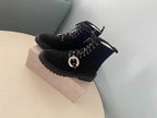 Women’s Black Suede Combat Boots