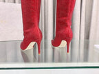 Women’s Red Crystal Knee-High Boots