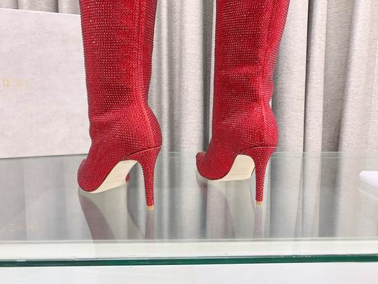 Women’s Red Crystal Knee-High Boots