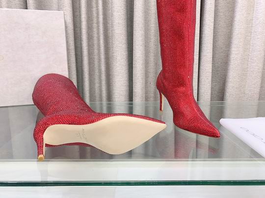 Women’s Red Crystal Knee-High Boots