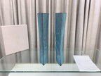 Women’s Blue Crystal Knee-High Boots