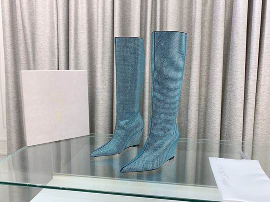 Women’s Blue Crystal Knee-High Boots