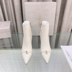 Women’s White Ankle Boots with Jewel