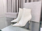 Women’s White Ankle Boots with Jewel