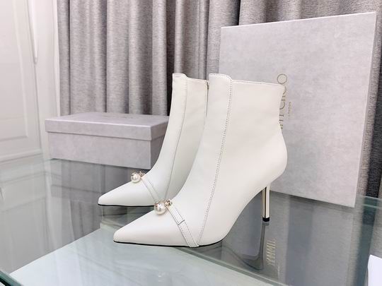 Women’s White Ankle Boots with Jewel