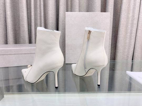 Women’s White Ankle Boots with Jewel