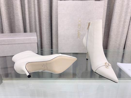 Women’s White Ankle Boots with Jewel