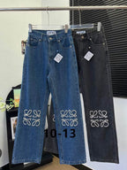 Straight Leg Denim Jeans with Embellished Detail