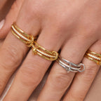Triple Layer Interlocked Zircon Ring