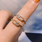 Oval Crystal Link Ring