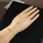 Link Hand Chain Bracelet with Crystal Detail