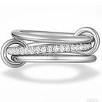 Triple Layer Interlocked Zircon Ring