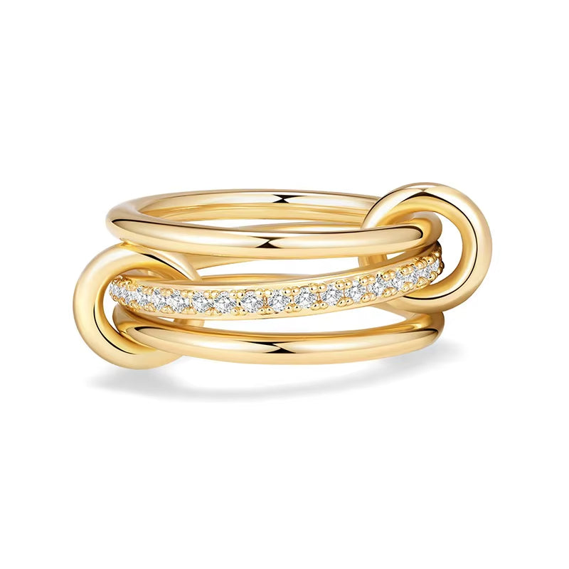 Triple Layer Interlocked Zircon Ring
