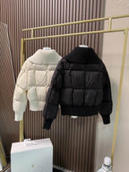 White Knitted Shawl Puffer