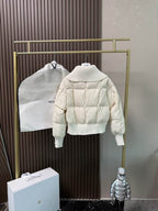 White Knitted Shawl Puffer