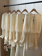 Sheer Glow Tie-Neck Mini Dress