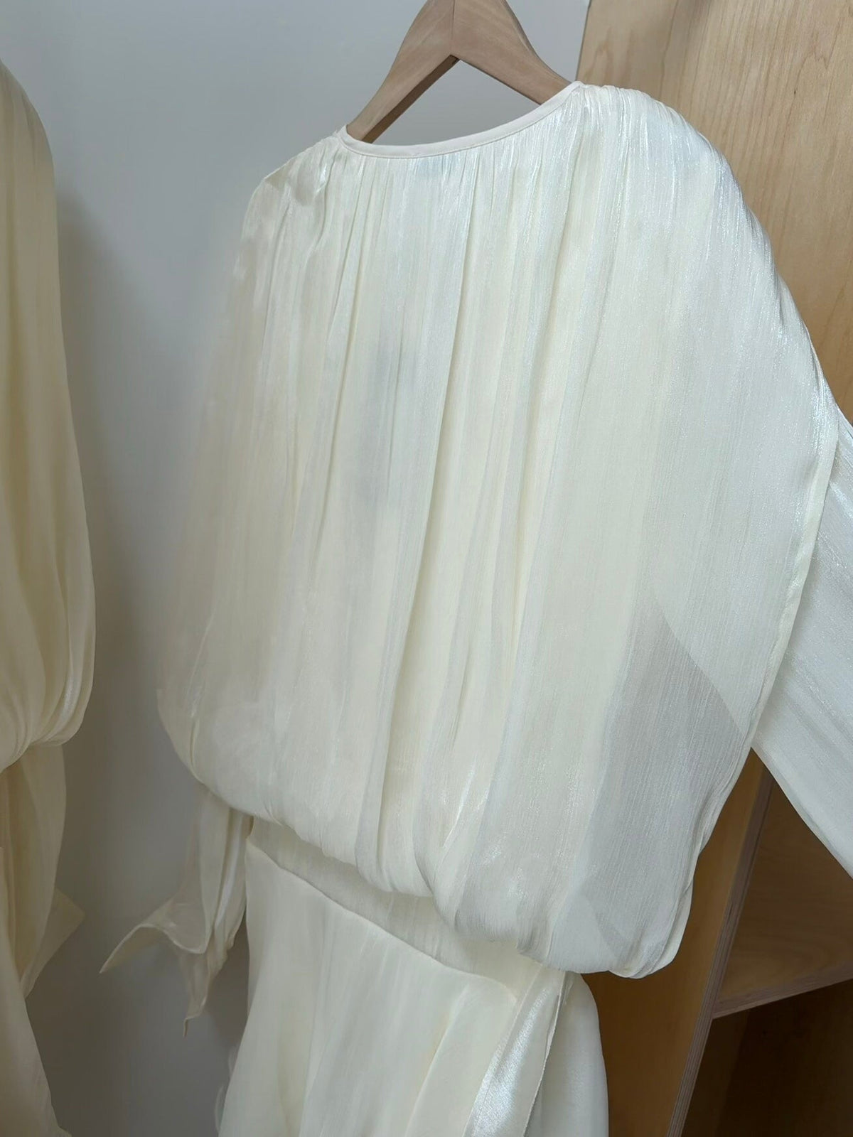 Sheer Glow Tie-Neck Mini Dress