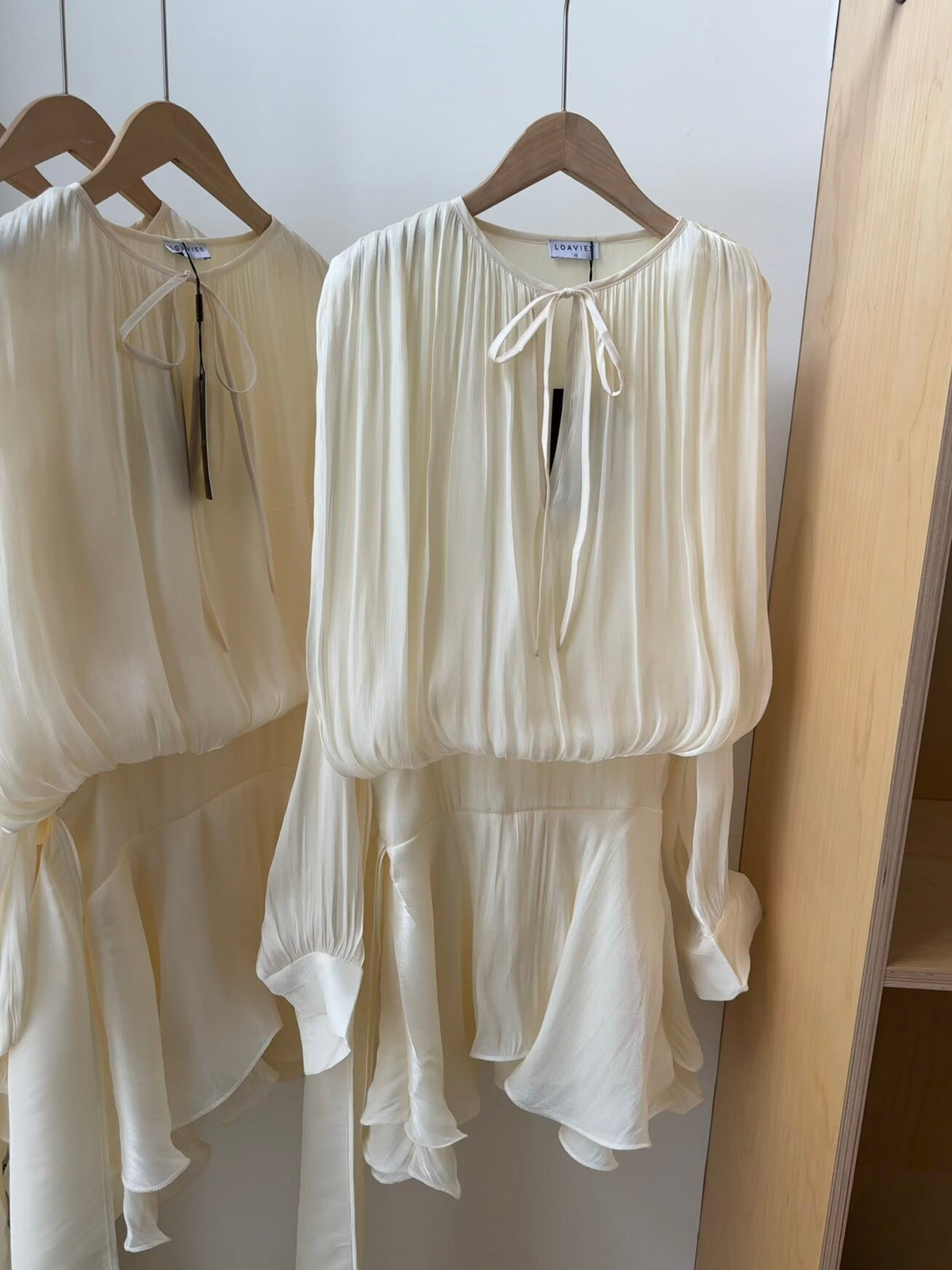 Sheer Glow Tie-Neck Mini Dress