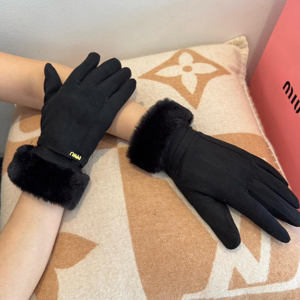 Premium Suede Leather and fur Gloves
