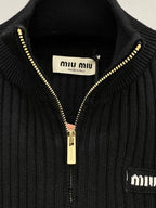 Ribbed Zip-Up Knit Jacket