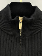 Ribbed Zip-Up Knit Jacket