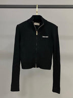 Ribbed Zip-Up Knit Jacket
