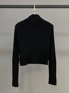 Ribbed Zip-Up Knit Jacket