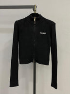 Ribbed Zip-Up Knit Jacket