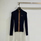 Ribbed Zip-Up Navy Jacket