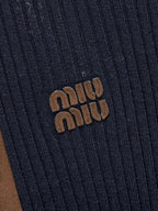 Ribbed Zip-Up Navy Jacket